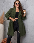 Honey Plus Size Lapel Collar Roll-Tab Sleeve Trench Coat - Little Miss Vanilla