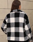 Plus Size Pocketed Plaid Collared Neck Jacket - Little Miss Vanilla