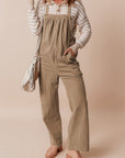 Gray Morn Solid Pocketed Loose Fit Corduroy Overall