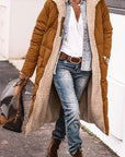 Solid Color Hooded Cotton Jacket Long Sleeve Double-sided Wear Slim Fit Elegant Cardigan Coat Top