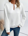 Notched Long Sleeve Sweatshirt - Little Miss Vanilla