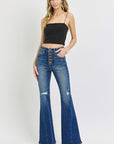 RISEN Distressed Button-Fly Flare Jeans - Little Miss Vanilla