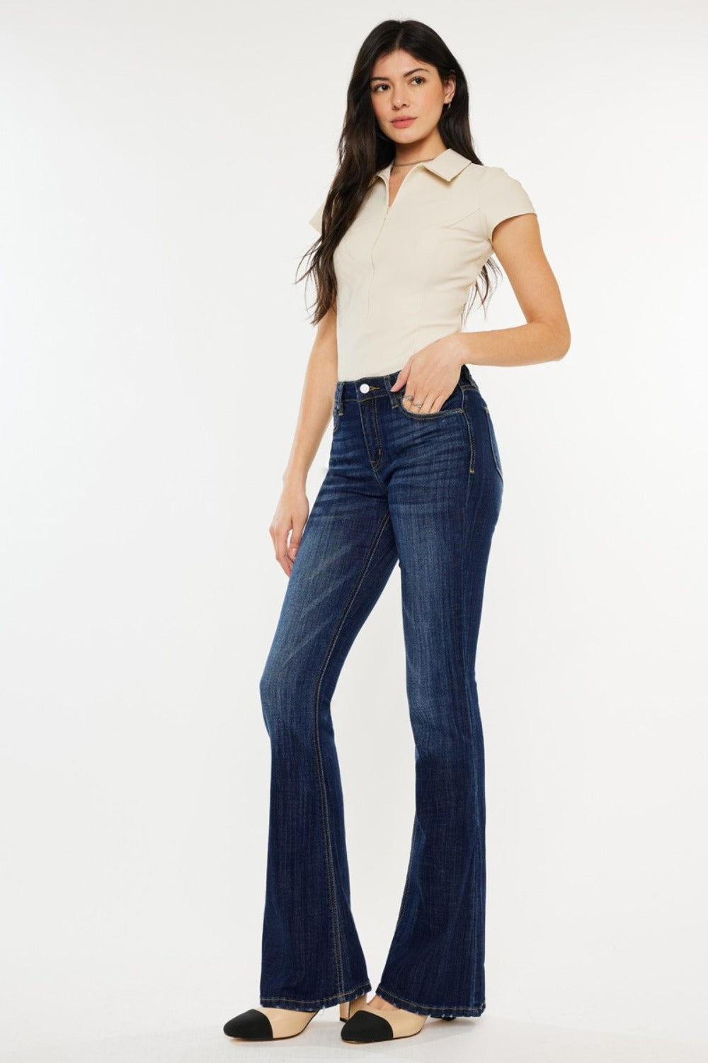 Kancan Full Size Mid Rise Slim Flare Jeans - Little Miss Vanilla