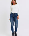 Judy Blue Full Size Run Mid-Rise Waist Skinny Jeans with Thermal Lining - Little Miss Vanilla