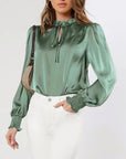 Frill Tied Lantern Sleeve Blouse - Little Miss Vanilla