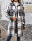 New Brushed Plaid Long Coat With Pockets Fashion Winter Jacket Outwear Women's Clothing - Little Miss Vanilla