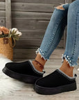 Black Contrast Print Suede Plush Lined Snow Boots