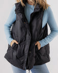 Black Quilted High Neck Zip Up Jacket Vest - Little Miss Vanilla