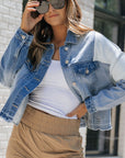 Distressed Button Up Drop Shoulder Denim Jacket - Little Miss Vanilla