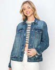 RISEN Full Size Distressed Button Up Jacket - Little Miss Vanilla