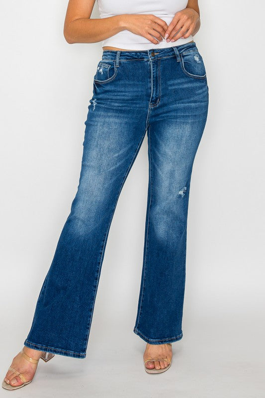 bytos Full Size High Rise Bootcut Jeans with Pockets - Little Miss Vanilla