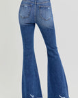 RISEN Full Size High Rise Distressed Raw Hem Flare Jeans - Little Miss Vanilla