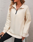 Mandy Zip-Up Dropped Shoulder Sweatshirt - Little Miss Vanilla