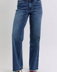 Judy Blue Full Size Raw Hem Mid Rise Jeans - Little Miss Vanilla