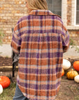 Plus Size Plaid Collared Neck Long Sleeve Jacket - Little Miss Vanilla