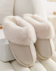 Winter Warm Plush Home Slippers Indoor Fur Slippers Women Soft Lined Cotton Shoes Comfy Non-Slip Bedroom Fuzzy House Shoes Women Couple