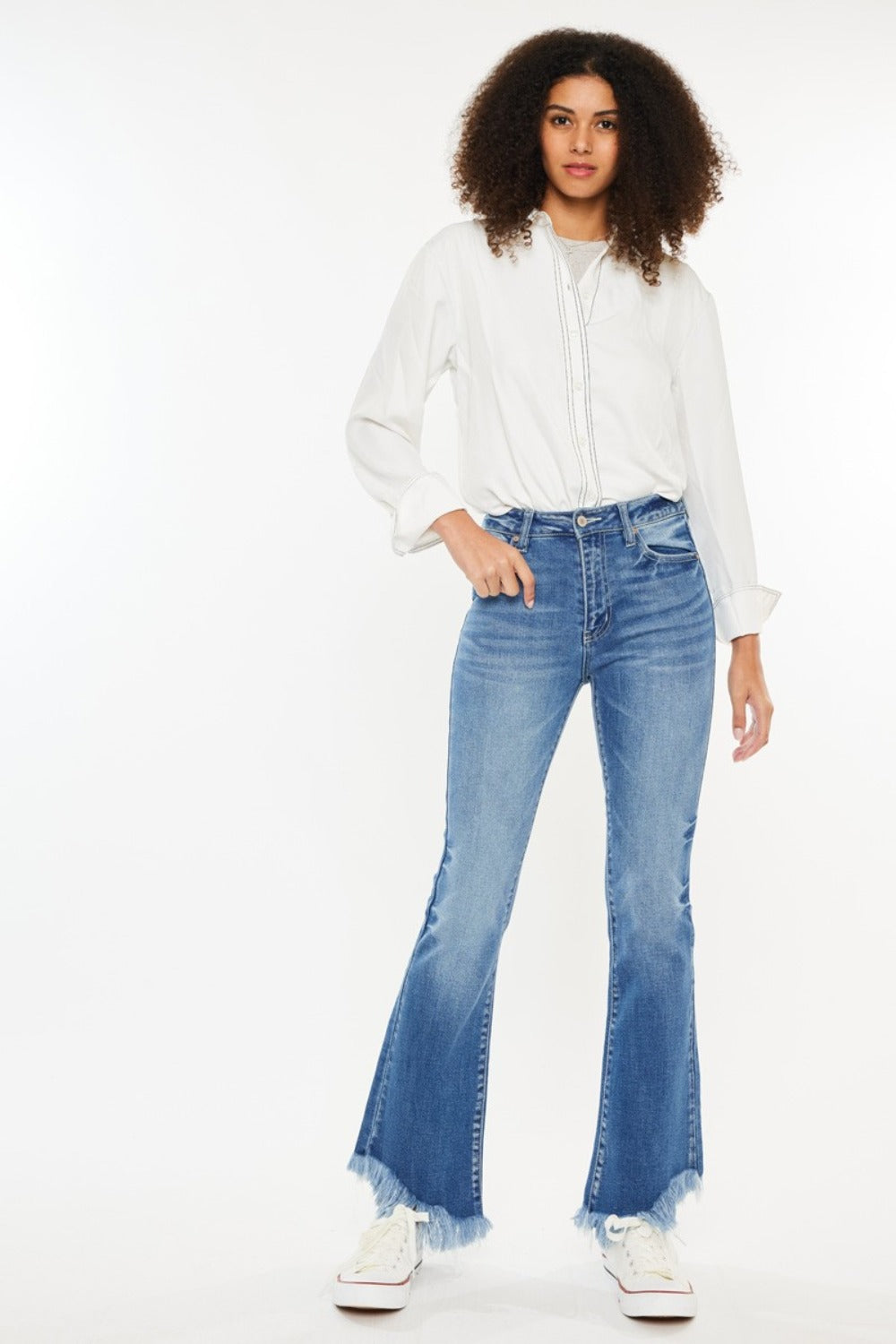 Kancan High Rise Frayed Hem Jeans - Little Miss Vanilla