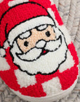 Fiery Red Checkered Santa Claus Graphic Plush Home Slippers