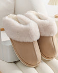 Winter Warm Plush Home Slippers Indoor Fur Slippers Women Soft Lined Cotton Shoes Comfy Non-Slip Bedroom Fuzzy House Shoes Women Couple