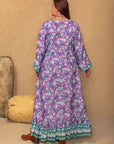 Plus Size Printed V-Neck Long Sleeve Maxi Dress - Little Miss Vanilla