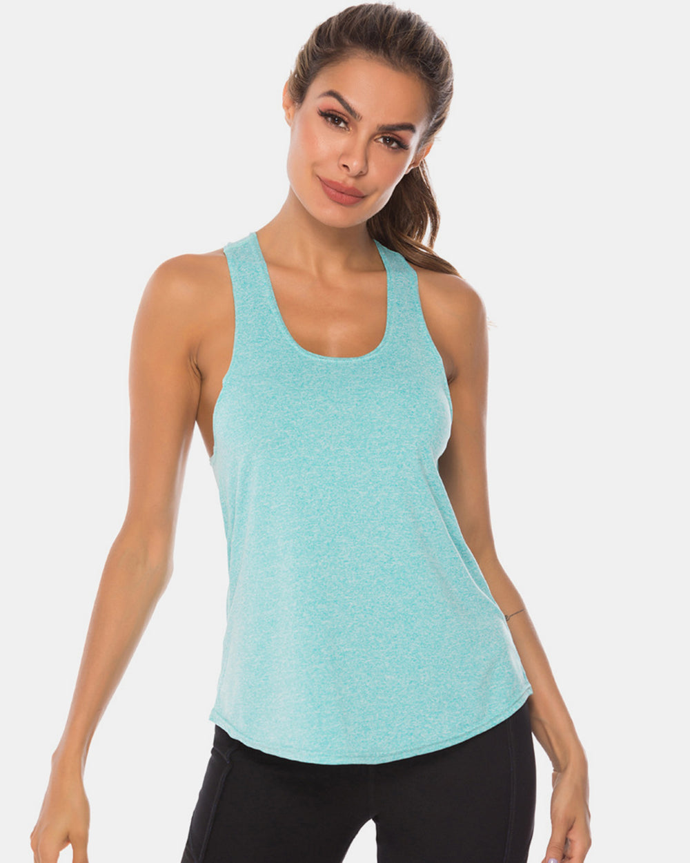 Full Size Scoop Neck Wide Strap Active Tank - Little Miss Vanilla