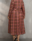 Plus Size Plaid Round Neck Long Sleeve Midi Dress - Little Miss Vanilla