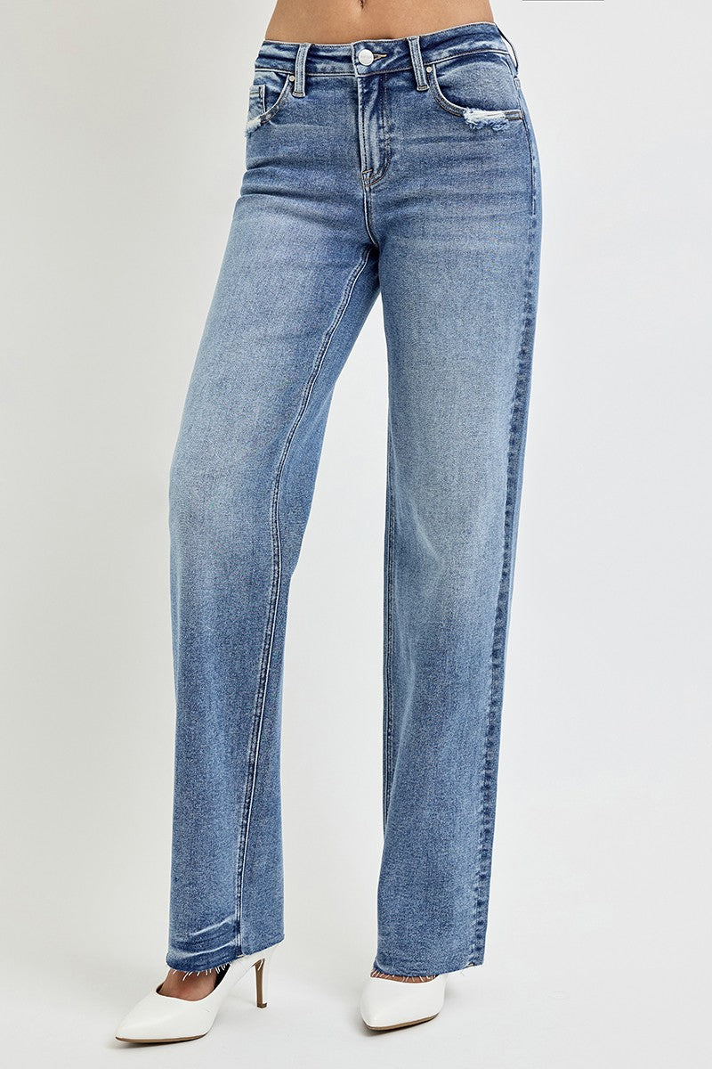 RISEN Full Size High Rise Straight Leg Jeans with Pockets - Little Miss Vanilla