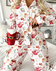 White Christmas Pattern Long Sleeve Shirt and Pants Pajama Set - Little Miss Vanilla