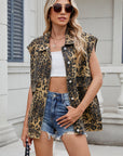 Leopard Buttton Up Denim Vest - Little Miss Vanilla