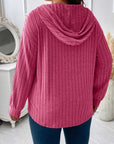 Plus Size Drawstring Dropped Shoulder Hooded T-Shirt - Little Miss Vanilla