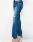 bytos Full Size Raw Hem Distressed Mid Rise Straight Jeans - Little Miss Vanilla