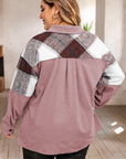 Plus Size Plaid Snap Down Jacket with Pockets - Little Miss Vanilla