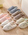 Striped Cat Slippers Indoor Couple Non-slip Floor Bedroom Slipper Winter Warm Plush House Shoes Women Men