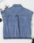 Ashleigh Blue Acid Wash Elastic Hem Button Up Denim Vest - Little Miss Vanilla