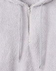 Full Size Quarter-Zip Drawstring Teddy Hoodie - Little Miss Vanilla