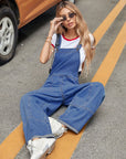 Wide Strap Wide Leg Denim Overalls - Little Miss Vanilla