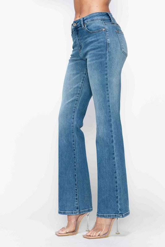 bytos Full Size Cat's Whiskers Mid Rise Bootcut Jeans - Little Miss Vanilla