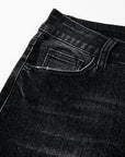 Carbon Grey Mineral Wash Raw Hem High Waist Flared Jeans