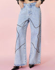 Studded Star Straight Jeans with Pockets - Little Miss Vanilla