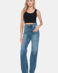 Judy Blue Full Size Tummy Control Cut Raw Hem Straight Jeans - Little Miss Vanilla