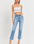 RISEN Full Size Low Rise Crop Slim Straight Jeans - Little Miss Vanilla