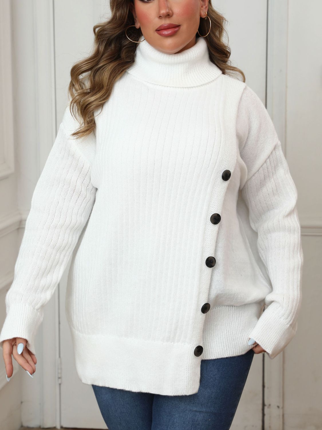 Plus Size Turtleneck Long Sleeve Sweater - Little Miss Vanilla