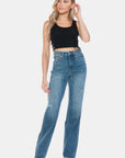 Judy Blue Full Size Tummy Control Cut Raw Hem Straight Jeans - Little Miss Vanilla