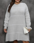 Plus Size Round Neck Long Sleeve Sweater Dress - Little Miss Vanilla