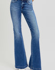 RISEN Full Size Low Rise Flare Jeans with Pockets - Little Miss Vanilla