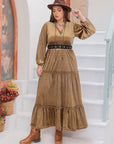 Plus Size Frill Tie Neck Long Sleeve Dress - Little Miss Vanilla