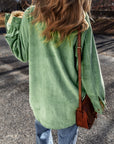 Mist Green Patched Pocket Button Up Corduroy Shacket - Little Miss Vanilla