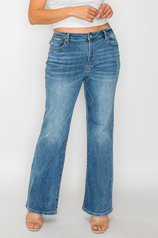 bytos Full Size Cat&#39;s Whiskers Mid Rise Bootcut Jeans - Little Miss Vanilla