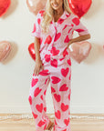 Pink Classic Heart Valentines Short Sleeve Pants Pajamas Set - Little Miss Vanilla