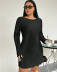 Honey Plus Size Lettuce Hem Round Neck Long Sleeve Dress - Little Miss Vanilla